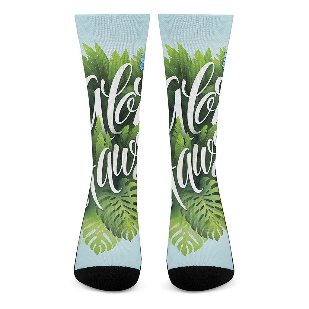 Toucan Aloha Hawaii Print Crew Socks