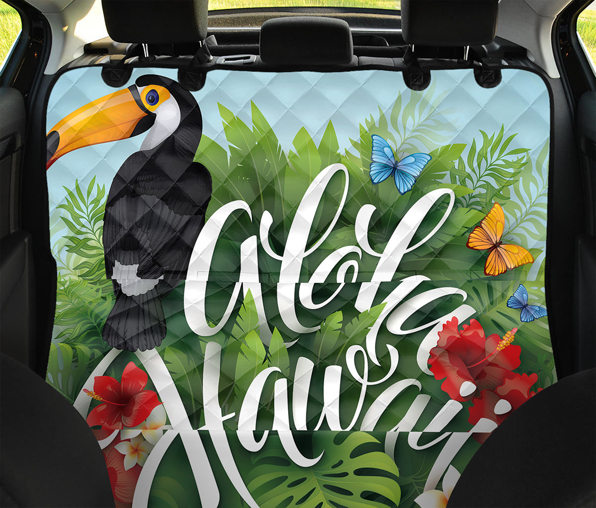 Toucan Aloha Hawaii Print Pet Car Back Seat Cover