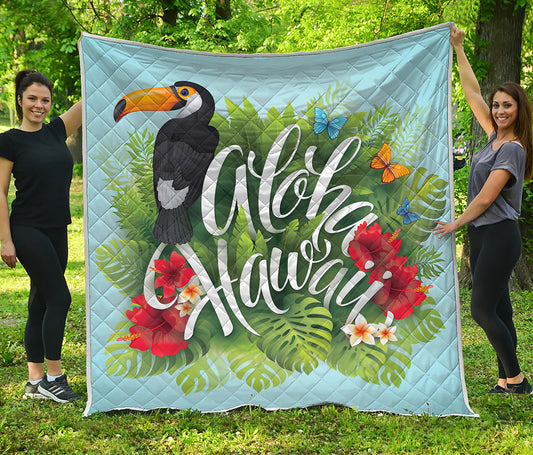 Toucan Aloha Hawaii Print Quilt