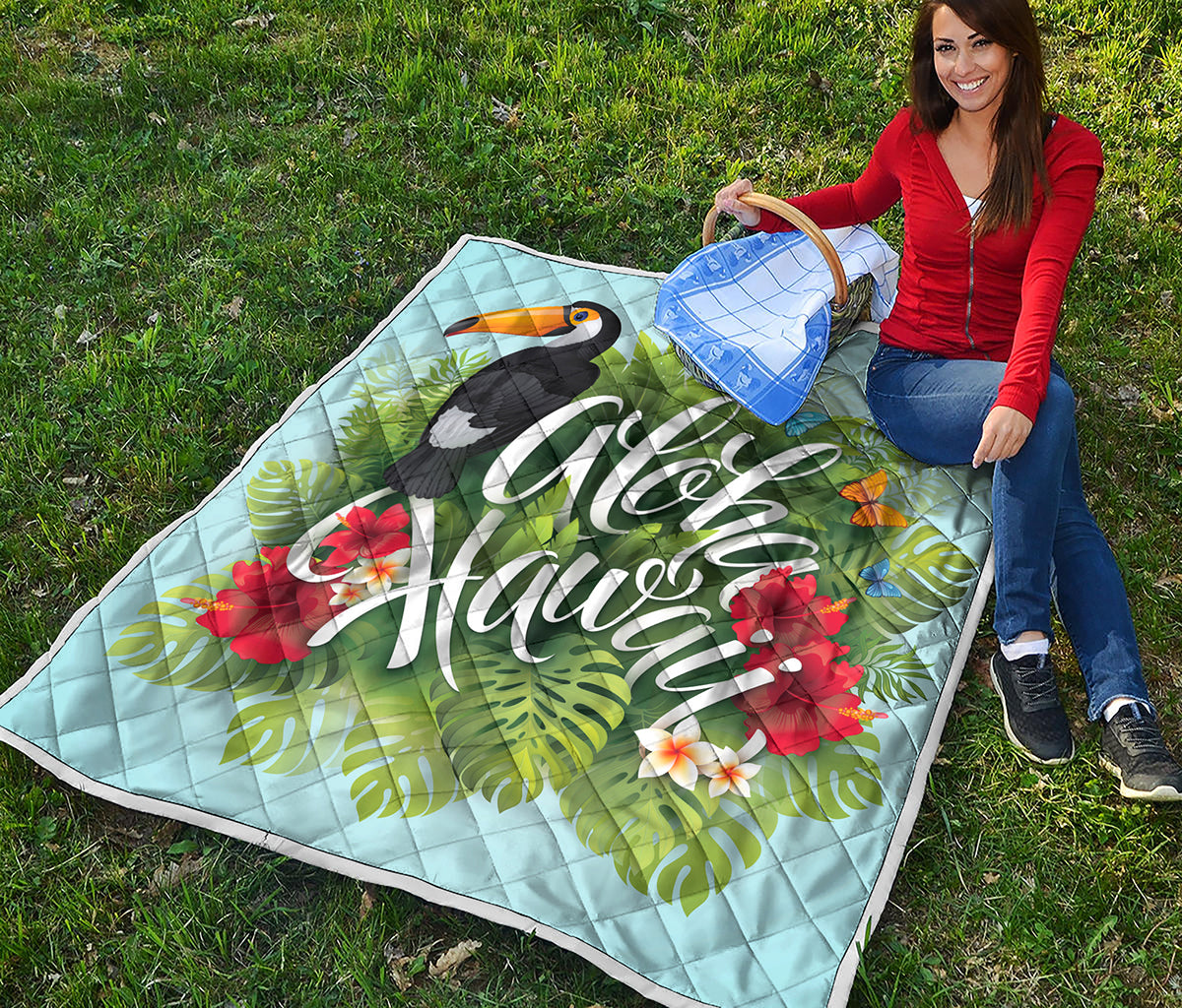 Toucan Aloha Hawaii Print Quilt