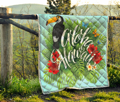 Toucan Aloha Hawaii Print Quilt