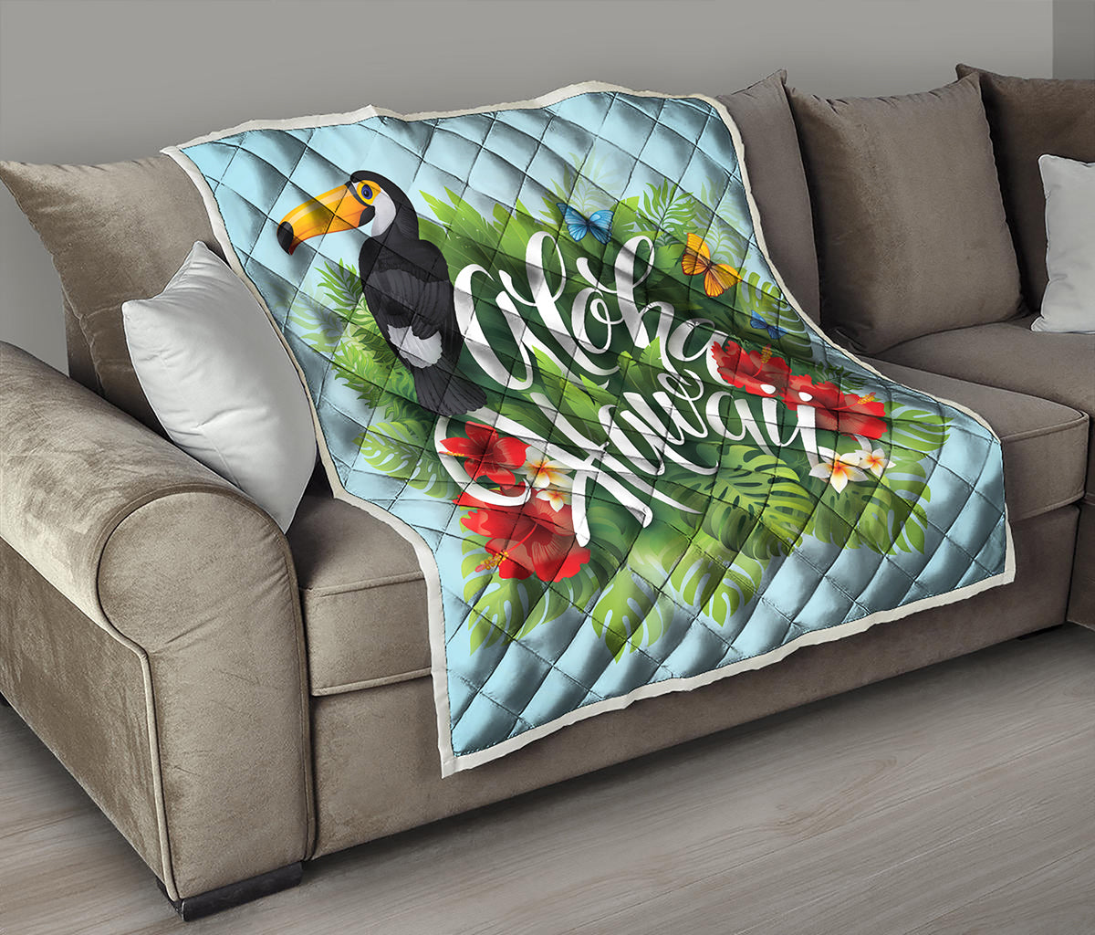 Toucan Aloha Hawaii Print Quilt