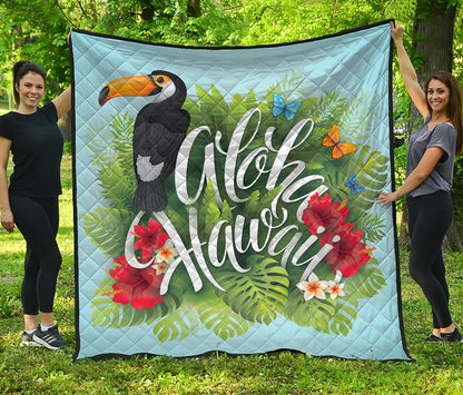 Toucan Aloha Hawaii Print Quilt