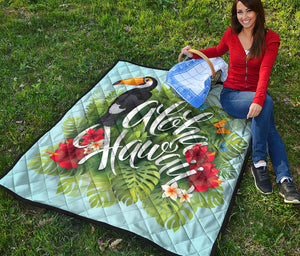 Toucan Aloha Hawaii Print Quilt