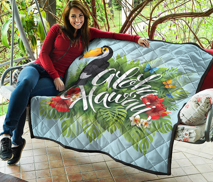 Toucan Aloha Hawaii Print Quilt