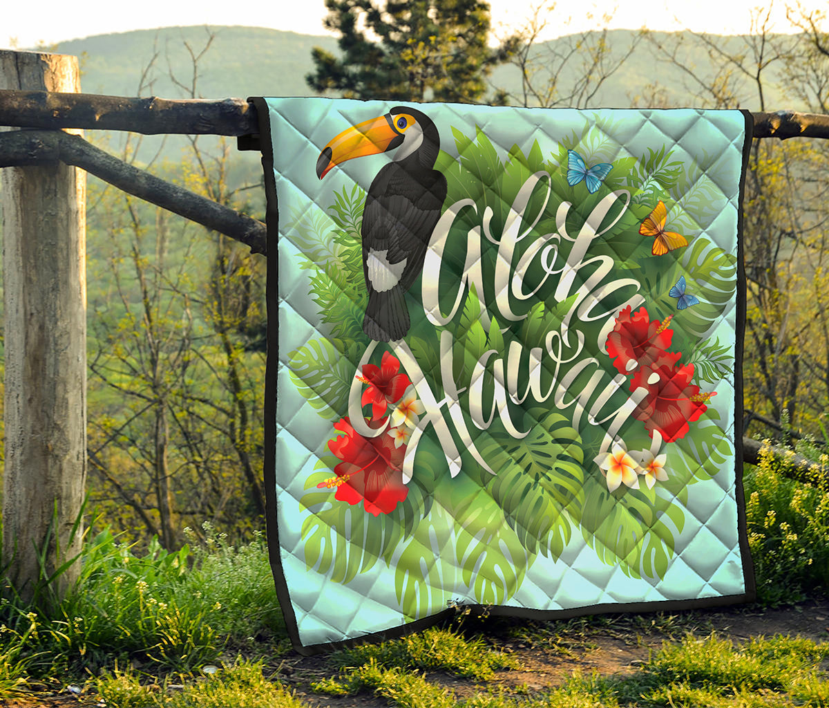Toucan Aloha Hawaii Print Quilt