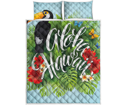 Toucan Aloha Hawaii Print Quilt Bed Set