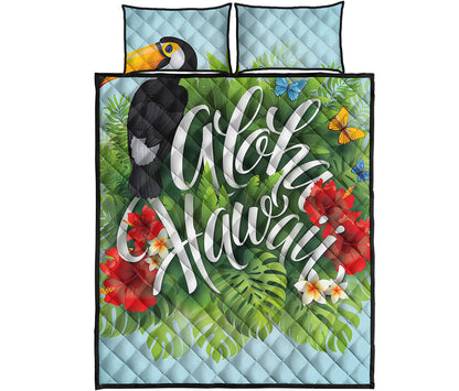 Toucan Aloha Hawaii Print Quilt Bed Set