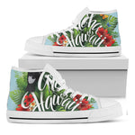 Toucan Aloha Hawaii Print White High Top Shoes
