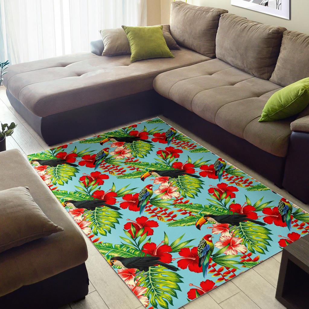 Toucan Parrot Tropical Pattern Print Area Rug GearFrost