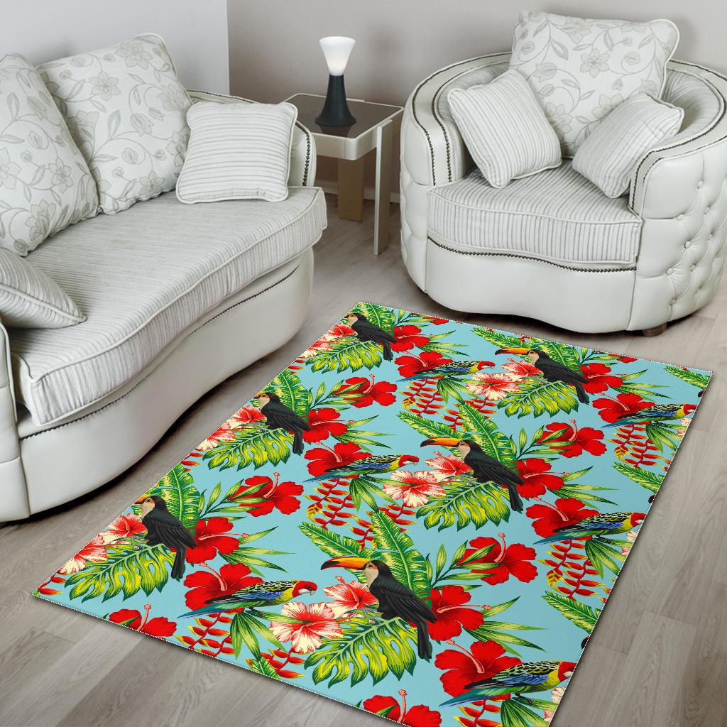 Toucan Parrot Tropical Pattern Print Area Rug GearFrost