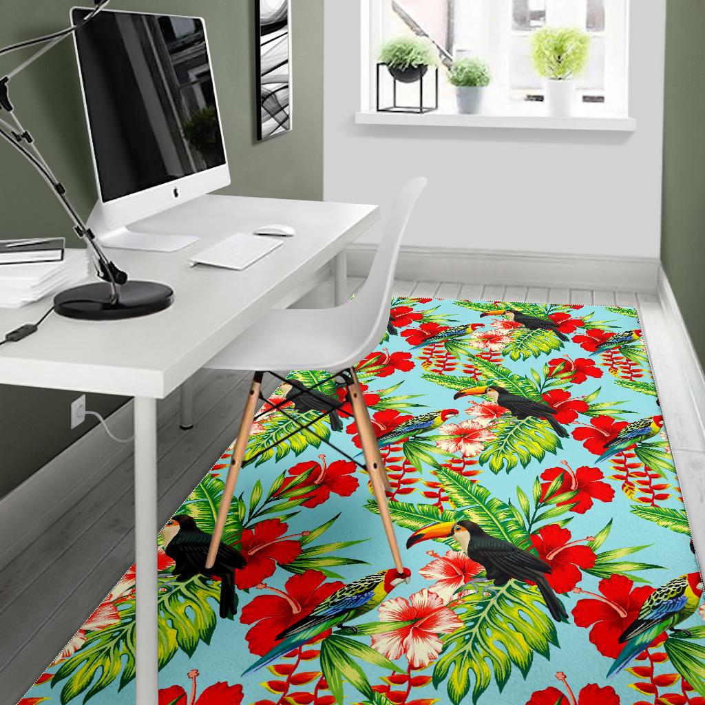 Toucan Parrot Tropical Pattern Print Area Rug GearFrost