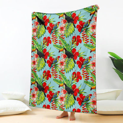 Toucan Parrot Tropical Pattern Print Blanket