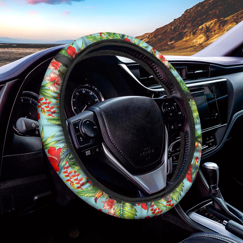 Toucan Parrot Tropical Pattern Print Car Steering Wheel Cover