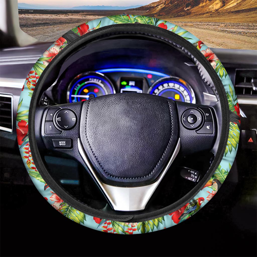 Toucan Parrot Tropical Pattern Print Car Steering Wheel Cover