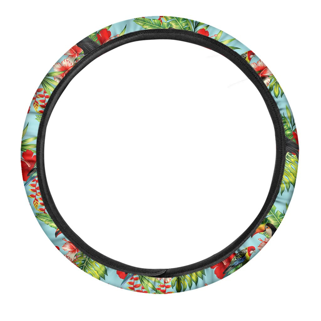 Toucan Parrot Tropical Pattern Print Car Steering Wheel Cover