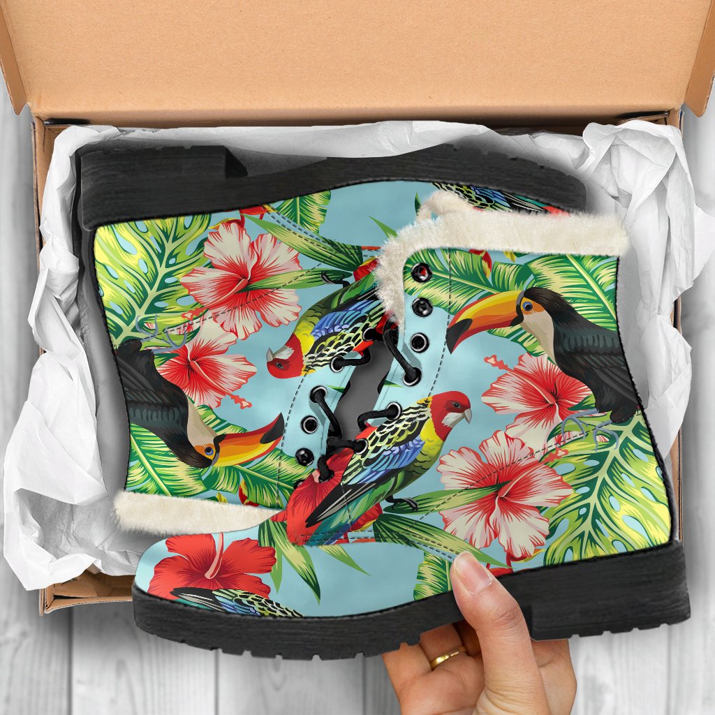 Toucan Parrot Tropical Pattern Print Comfy Boots GearFrost