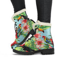 Toucan Parrot Tropical Pattern Print Faux Fur Leather Boots