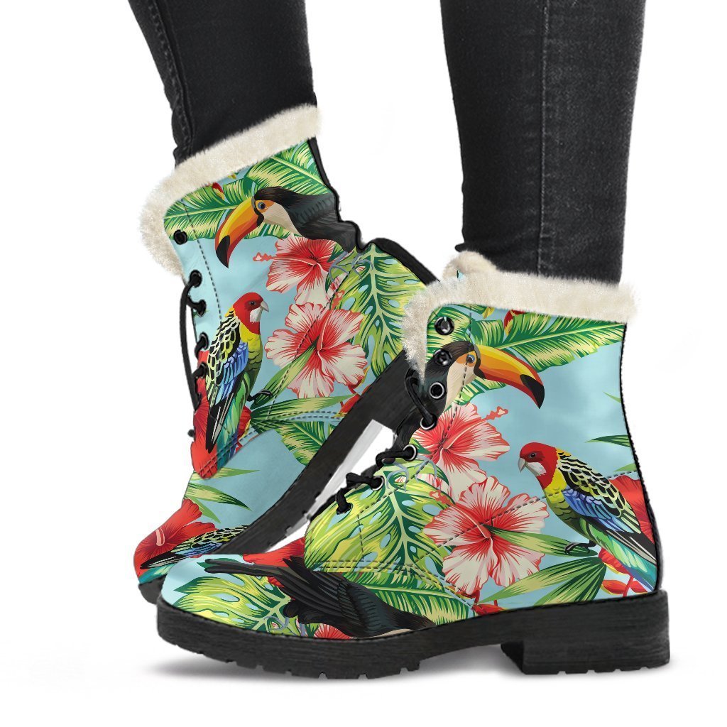 Toucan Parrot Tropical Pattern Print Comfy Boots GearFrost