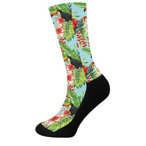 Toucan Parrot Tropical Pattern Print Crew Socks