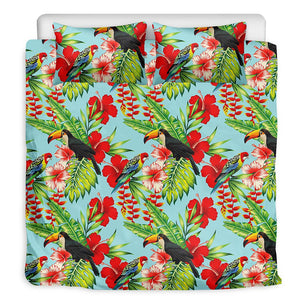 Toucan Parrot Tropical Pattern Print Duvet Cover Bedding Set