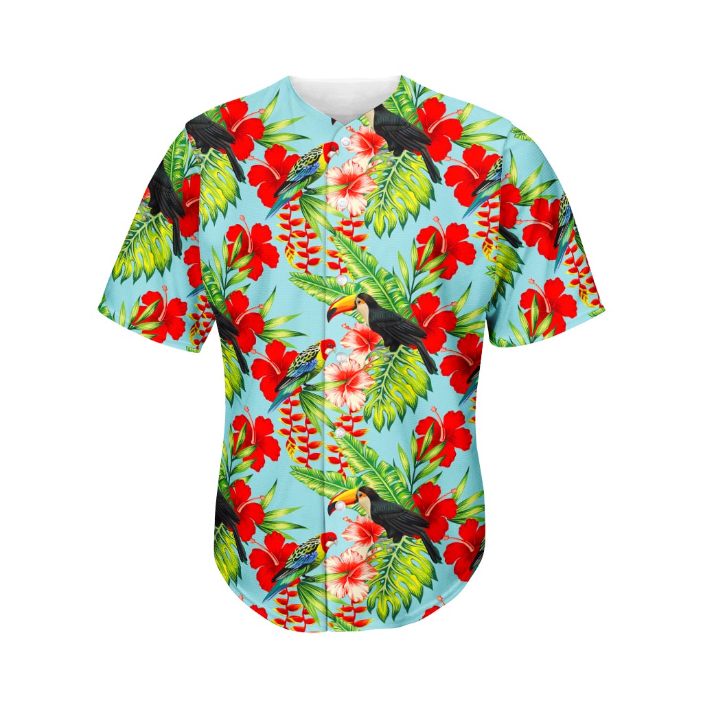 Toucan Parrot Tropical Pattern Print Men's Baseball Jersey