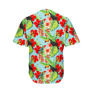 Toucan Parrot Tropical Pattern Print Men's Baseball Jersey