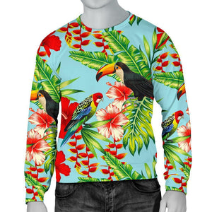 Toucan Parrot Tropical Pattern Print Men's Crewneck Sweatshirt GearFrost