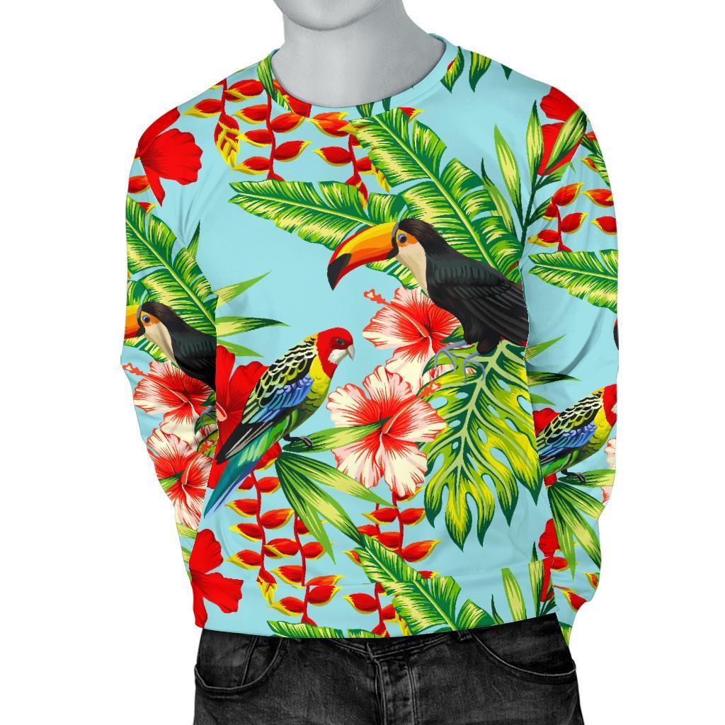 Toucan Parrot Tropical Pattern Print Men's Crewneck Sweatshirt GearFrost