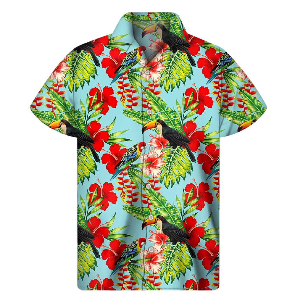 Toucan Parrot Tropical Pattern Print Men's Short Sleeve Shirt