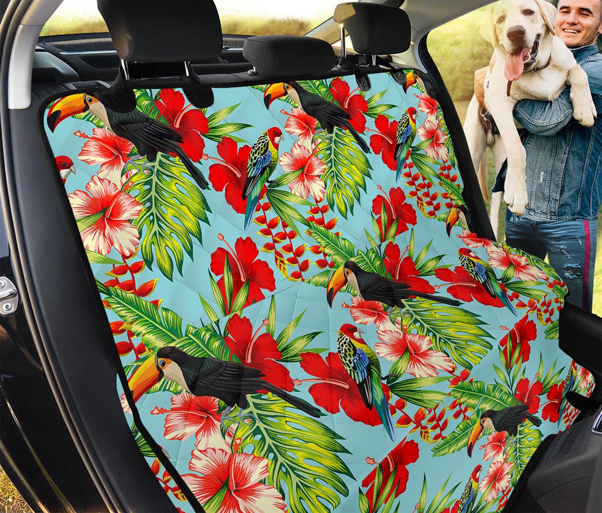 Toucan Parrot Tropical Pattern Print Pet Car Back Seat Cover