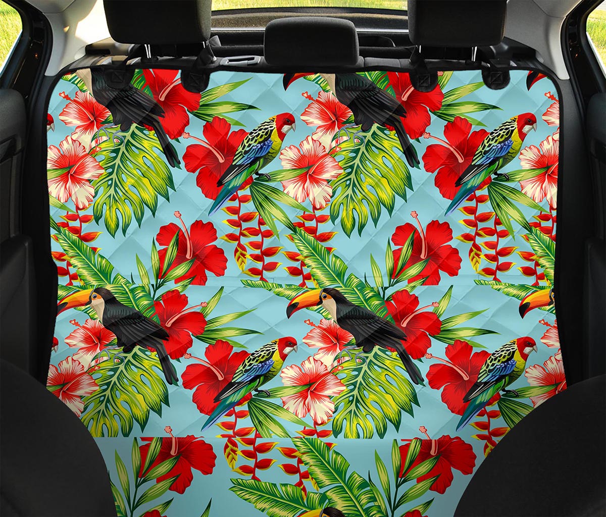 Toucan Parrot Tropical Pattern Print Pet Car Back Seat Cover