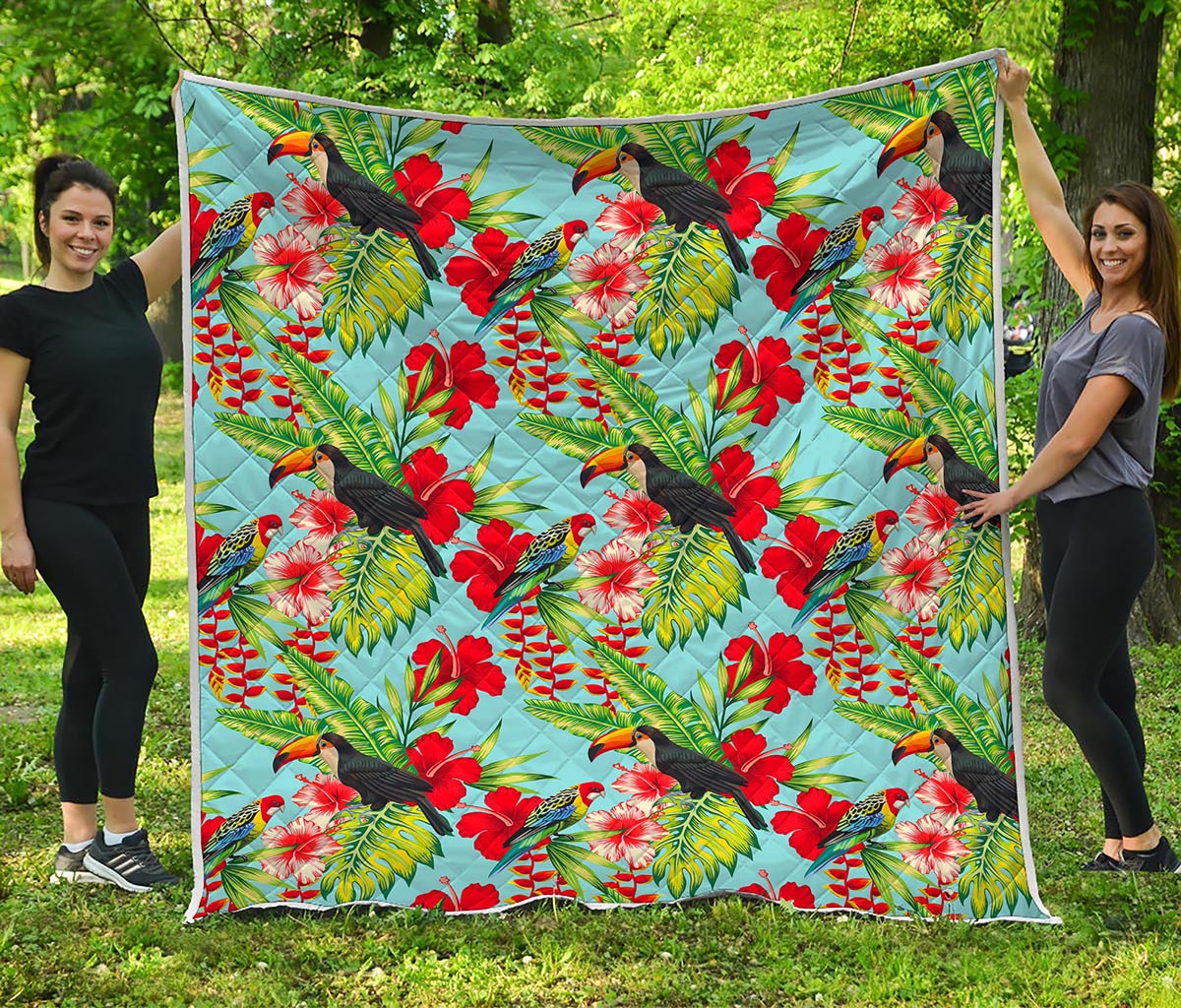 Toucan Parrot Tropical Pattern Print Quilt