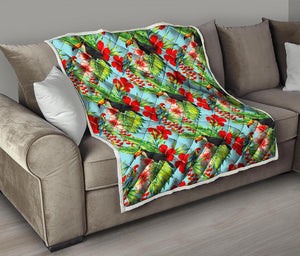 Toucan Parrot Tropical Pattern Print Quilt