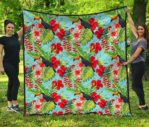 Toucan Parrot Tropical Pattern Print Quilt