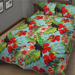 Toucan Parrot Tropical Pattern Print Quilt Bed Set