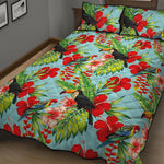 Toucan Parrot Tropical Pattern Print Quilt Bed Set