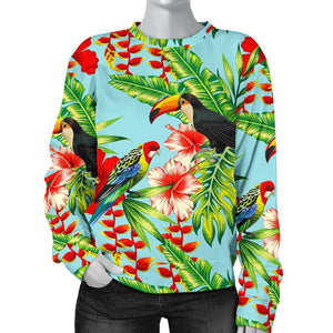 Toucan Parrot Tropical Pattern Print Women's Crewneck Sweatshirt GearFrost