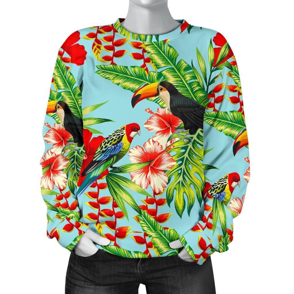 Toucan Parrot Tropical Pattern Print Women's Crewneck Sweatshirt GearFrost