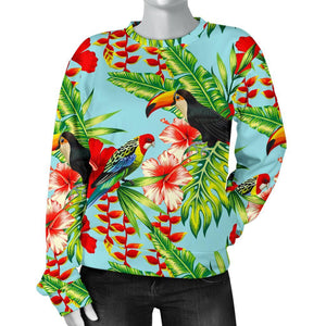 Toucan Parrot Tropical Pattern Print Women's Crewneck Sweatshirt GearFrost