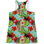 Toucan Parrot Tropical Pattern Print Women's Racerback Tank Top