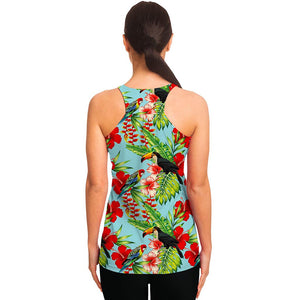 Toucan Parrot Tropical Pattern Print Women's Racerback Tank Top