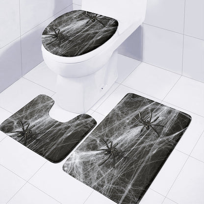 Toy Spiders And Cobweb Print 3 Piece Bath Mat Set