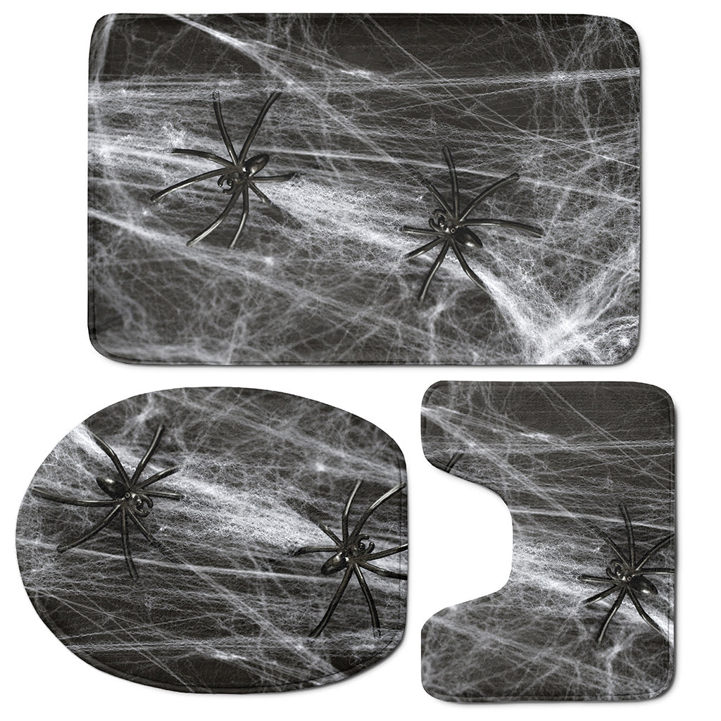 Toy Spiders And Cobweb Print 3 Piece Bath Mat Set