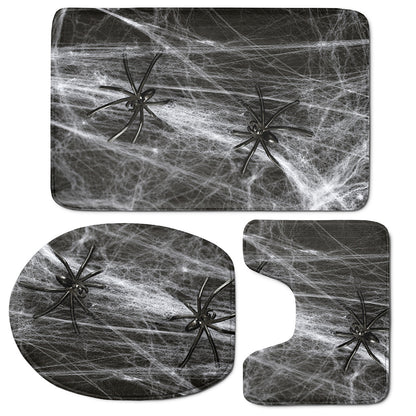Toy Spiders And Cobweb Print 3 Piece Bath Mat Set