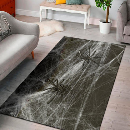 Toy Spiders And Cobweb Print Area Rug
