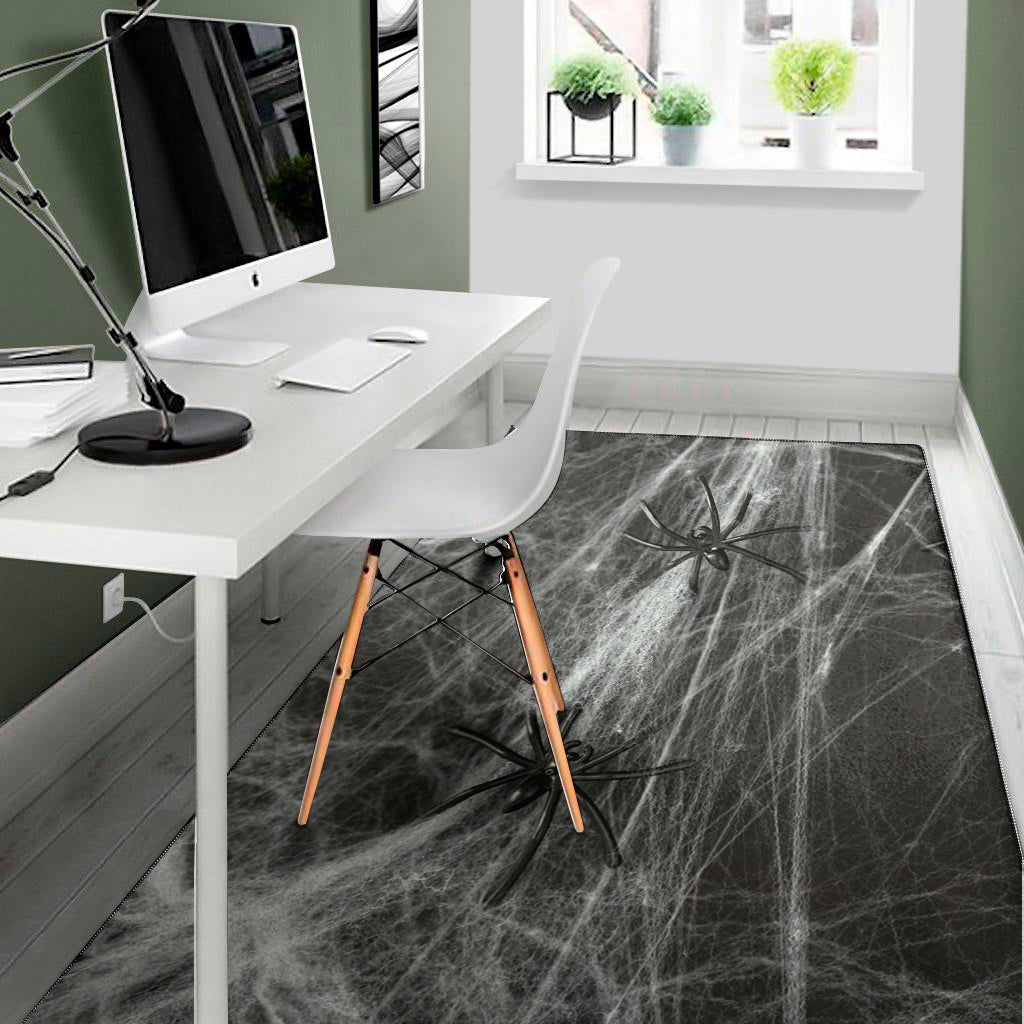 Toy Spiders And Cobweb Print Area Rug