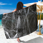 Toy Spiders And Cobweb Print Beach Sarong Wrap