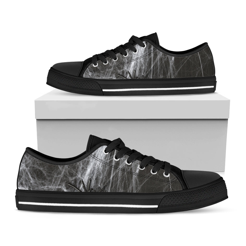 Toy Spiders And Cobweb Print Black Low Top Shoes