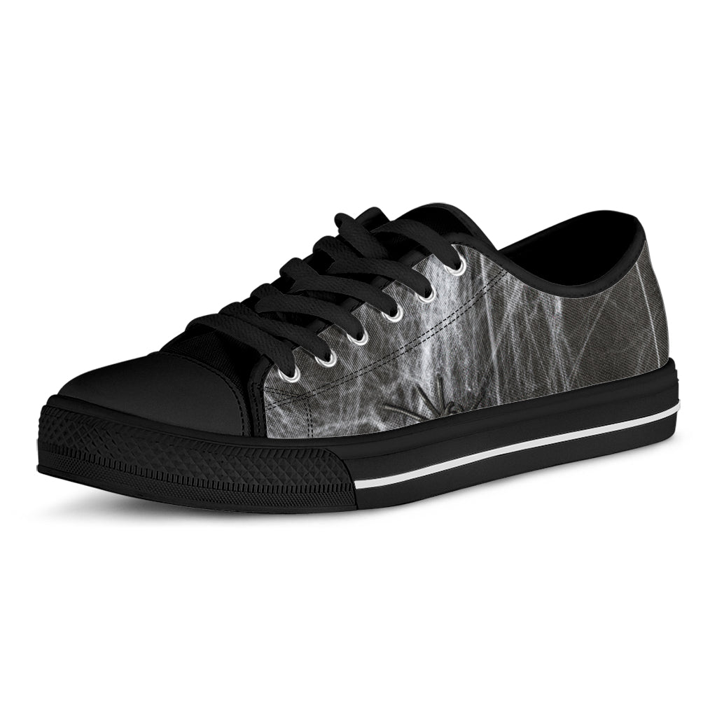 Toy Spiders And Cobweb Print Black Low Top Shoes